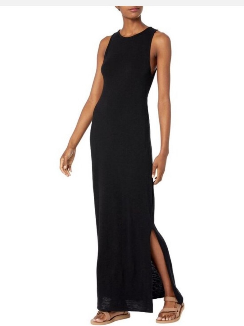 SPLENDID Sleeveless Black Midi Dress - with side slit